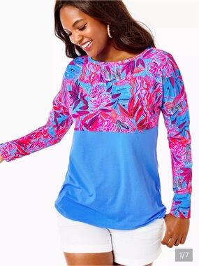Lilly Pulitzer Blue Long-sleeve Finn Top in Wild Times Print (NWOT)  XS